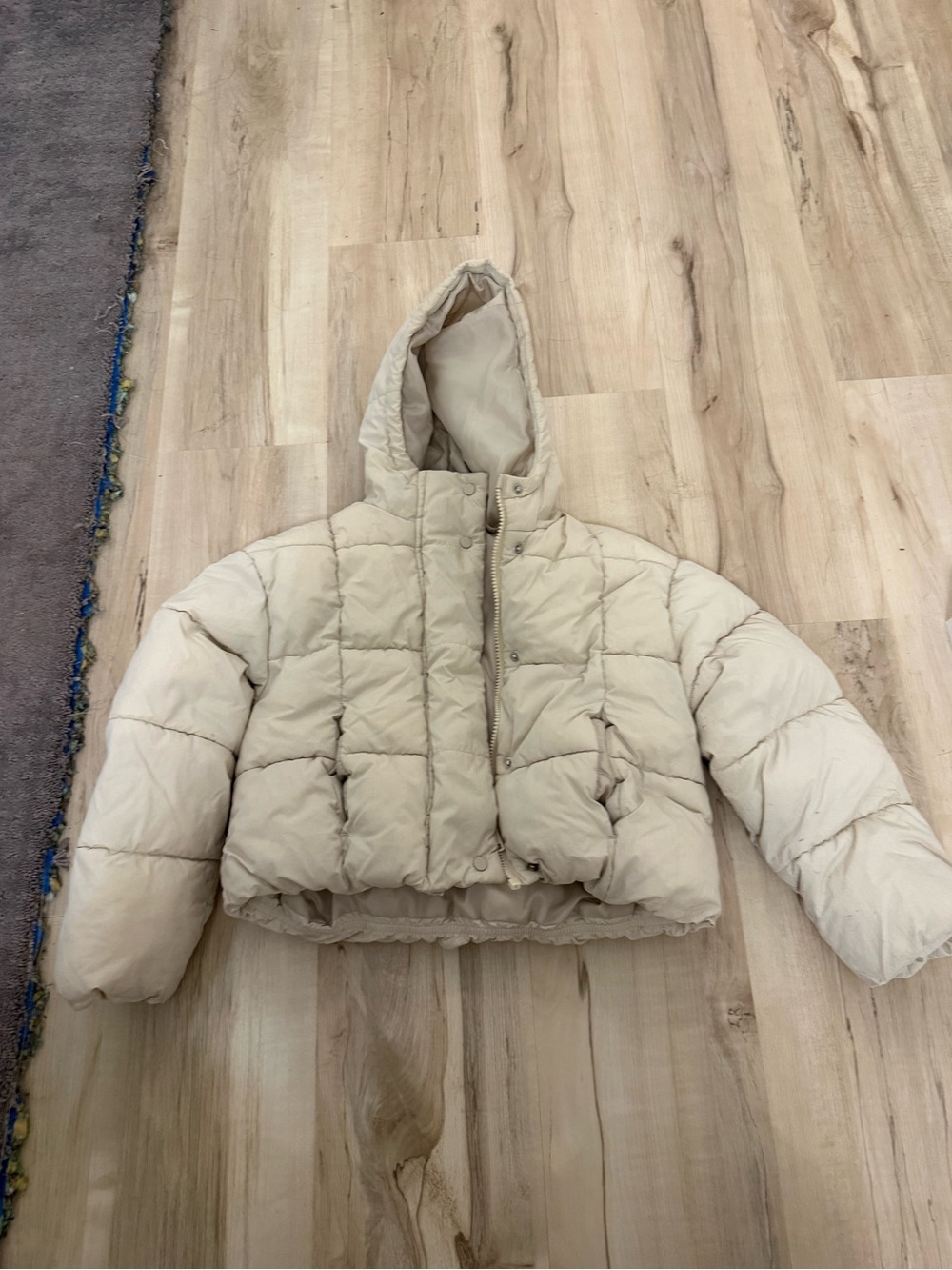 Kids Primark Hooded Puffer Jacket - Cream